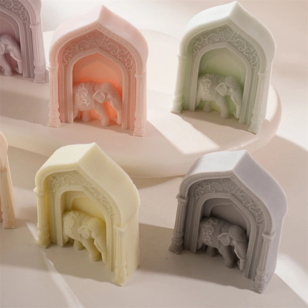 Mughal Boho Elephant Arch Silicone Candle Mold