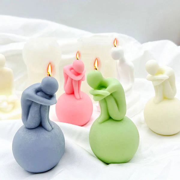 Alone Human Sculpture Candle Mold Silicone