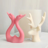 Swan Love and fidelity and Sika Deer Elk Antler Silicone Candle Mold