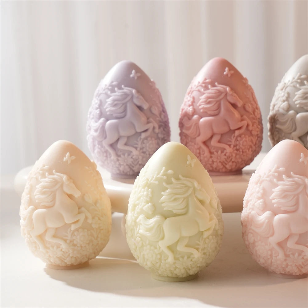 Horse Egg Candle Silicone Mold for Easter Decor