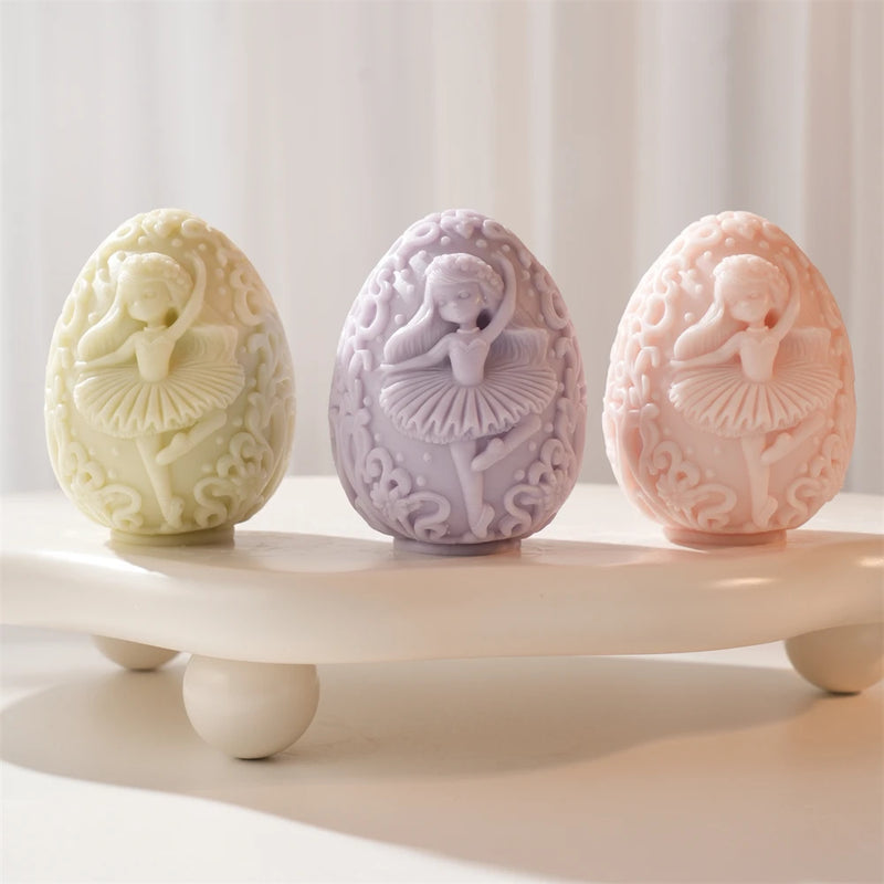 Dancing Girl Egg Candle Silicone Mold for Easter