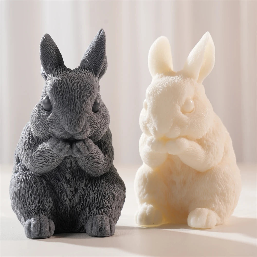 Realistic Sitting Baby Rabbit Silicone Candle Mold