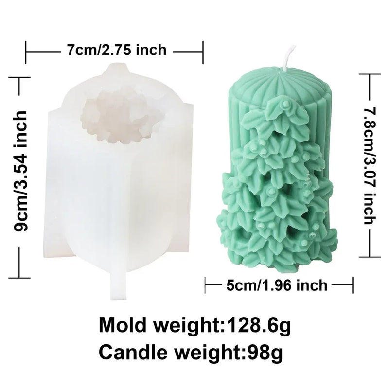 Christmas Cylindrical Candle Silicone Mold - Tree