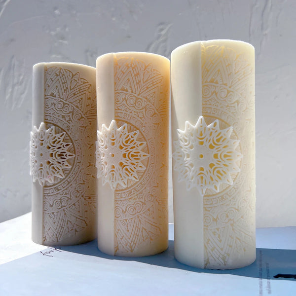 Floral mandala Pillar Candle Molds