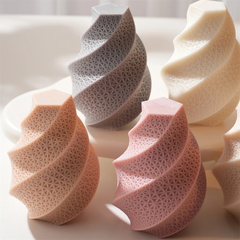 Gridding Pillar Swirl Candle Silicone Mold