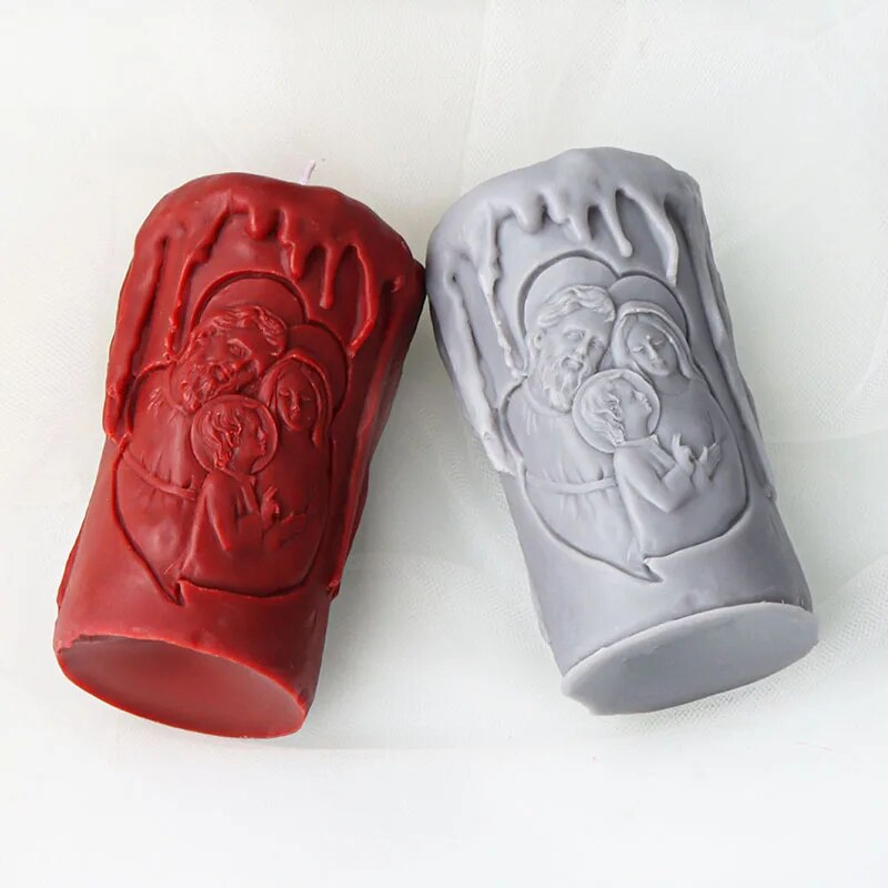 Cylindrical Jesus Family Candle Mold