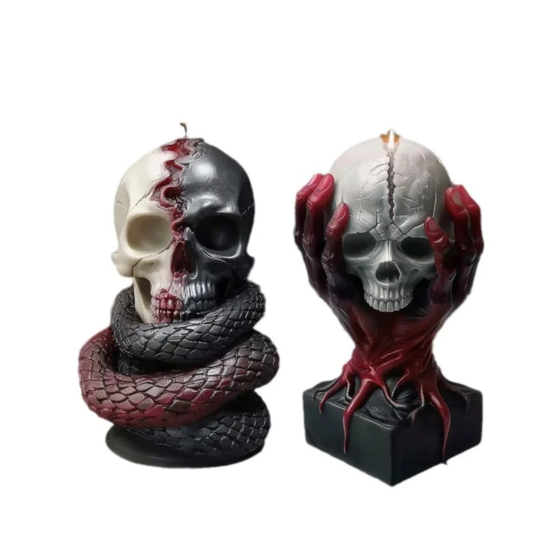 Halloween Handheld Rose Skull Candle Mold