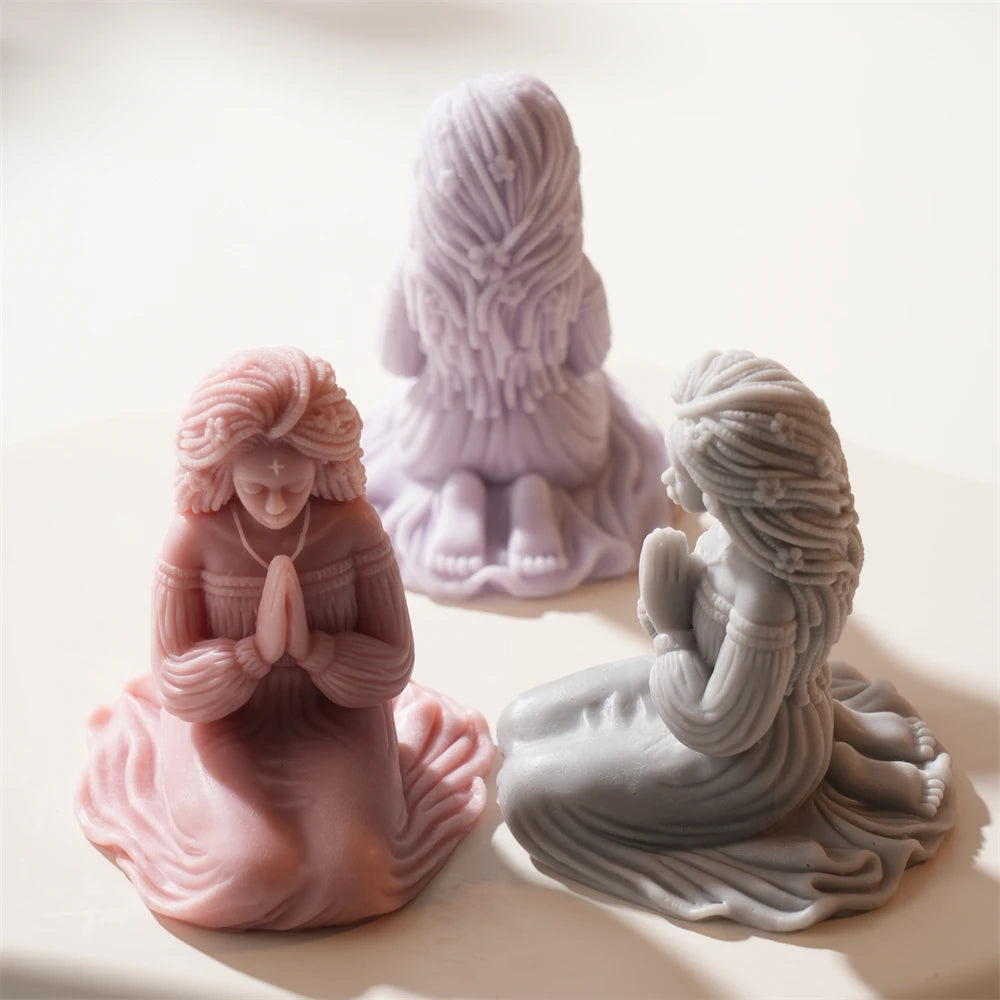 Prayer Women Statue Candle Silicone Mold for Wax