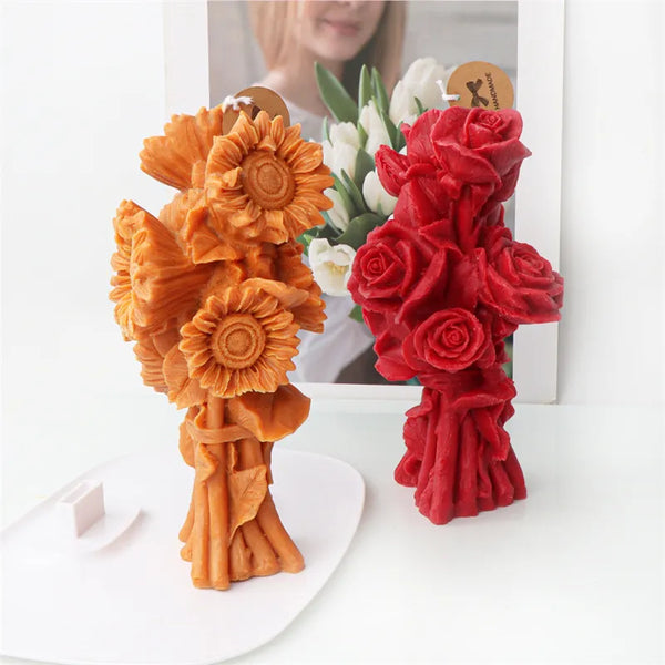 Sunflower and Rose Bouquet Candle Mold