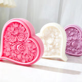 Rose Blossom Heart Shape Silicone Candle Mold