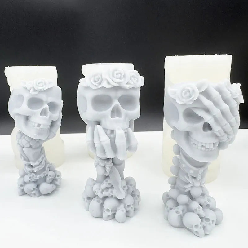 Halloween Skull Rose Candle Mold