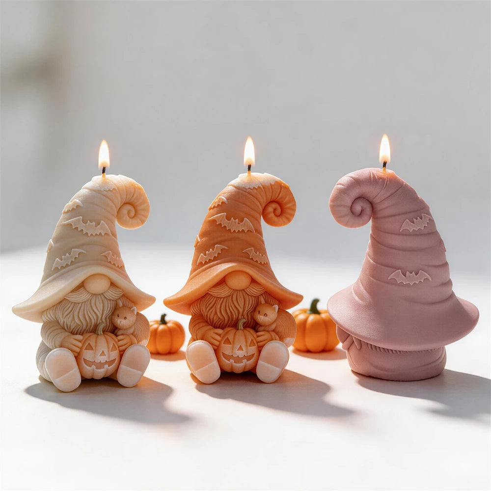 Halloween Bat Cat Gnome Silicone Candle Mold