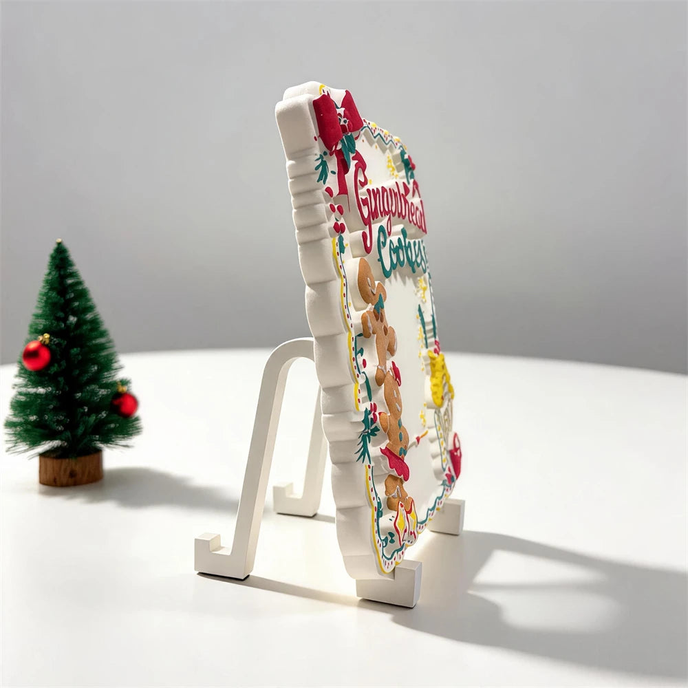 Gingerbread Cookies Christmas plaque displayed on matching easel stand