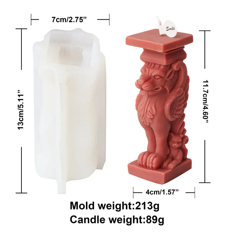Horse Head Lion Roman Pillar Candle Mold
