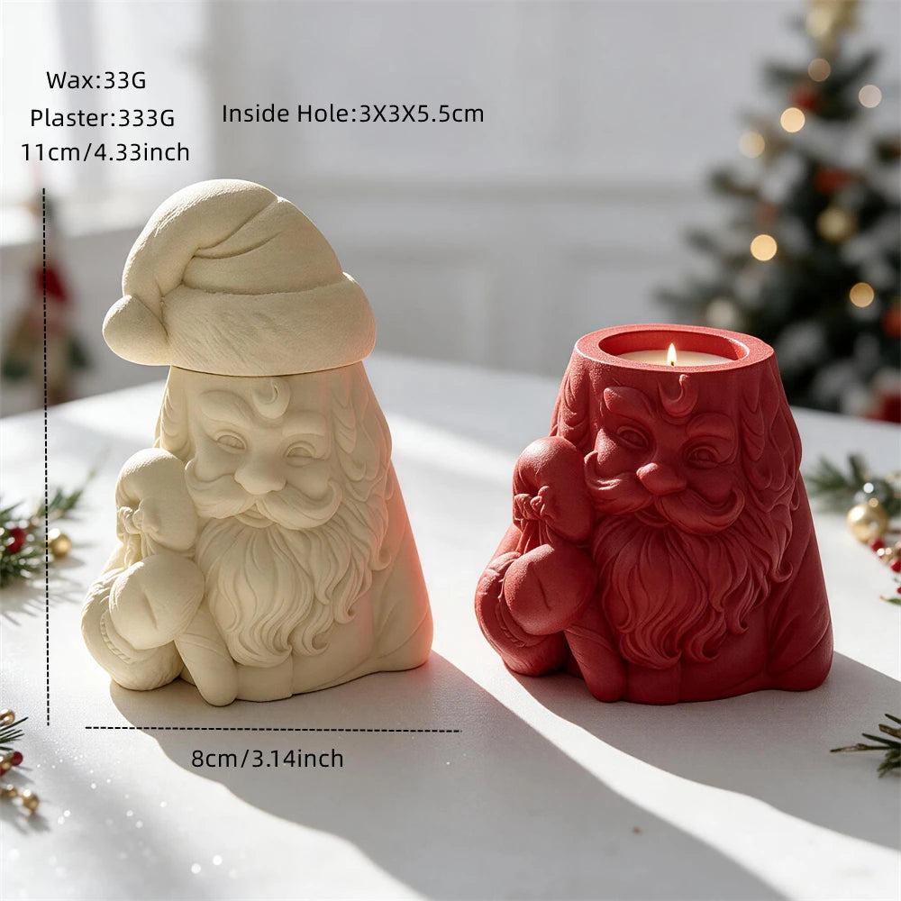 Santa candle jar showing 11 cm height and 8 cm width