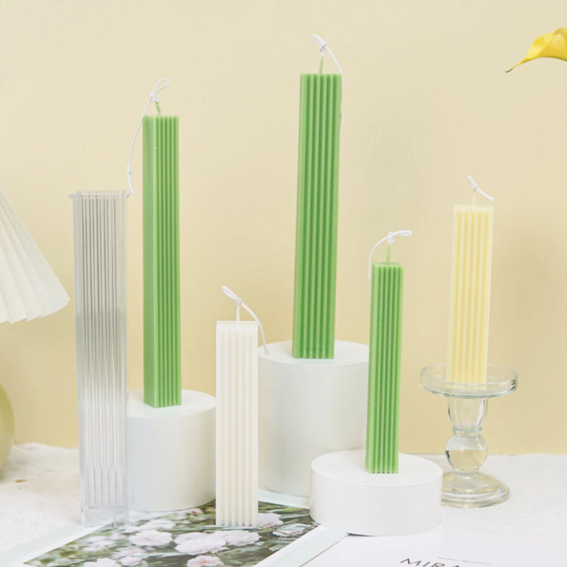 Ribbed Rectangular Pillar Candle Mold