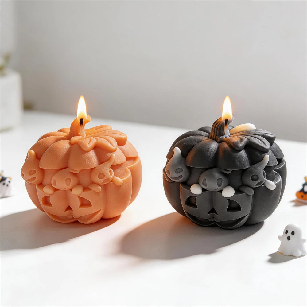 Ghost in Pumpkin Silicone Candle Mold for Halloween