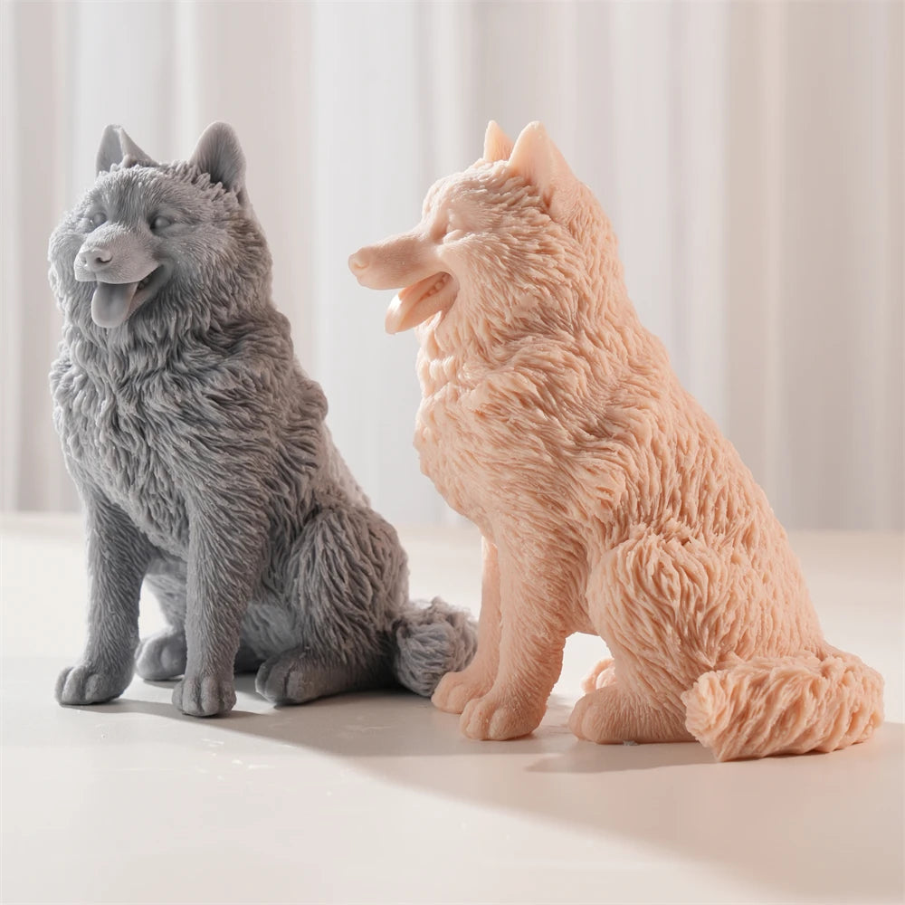 Large Sitting Alaskan Malamute Silicone Candle Mold