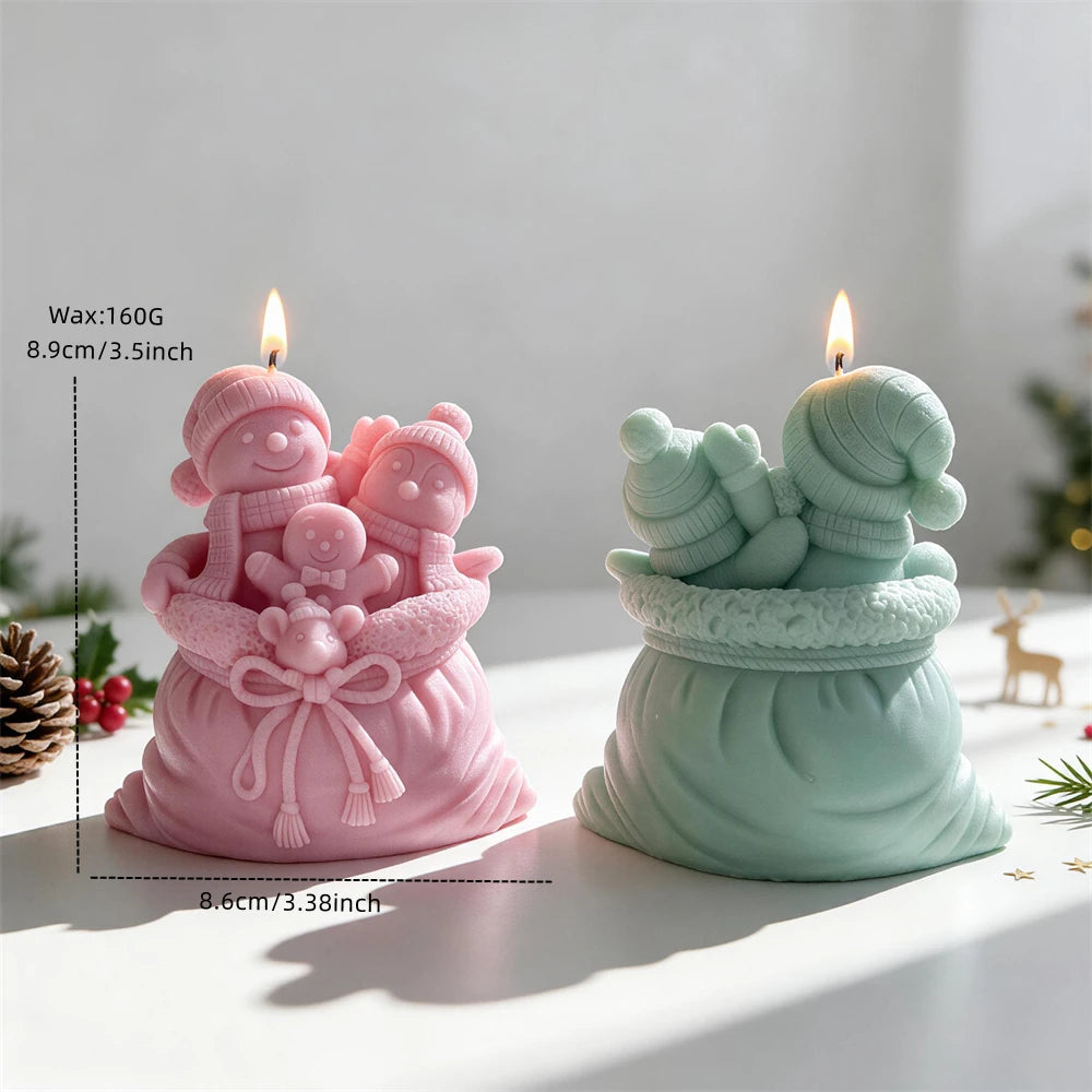 Snowman gingerbread candle measuring approximately 8.9 cm high