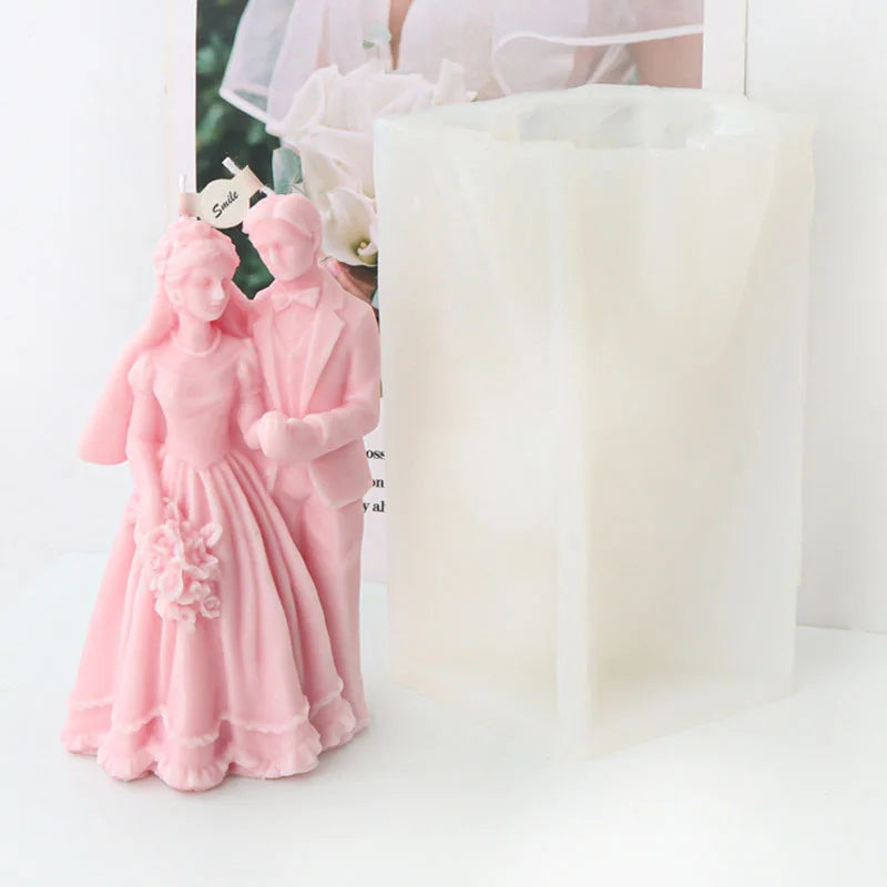 Bride and groom Wedding Ceremony Candle Mold Silicone