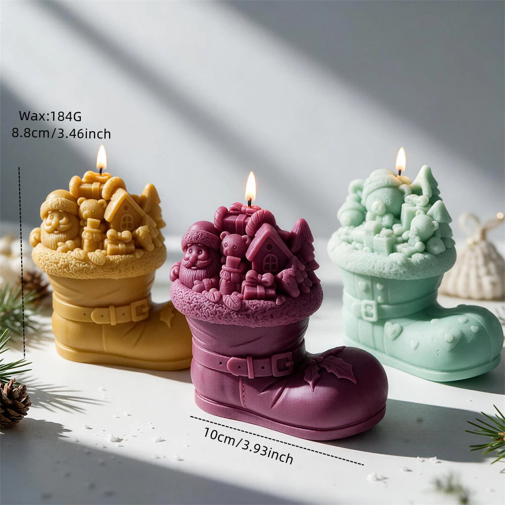 Santa Christmas boot candle approximately 8.8 cm high
