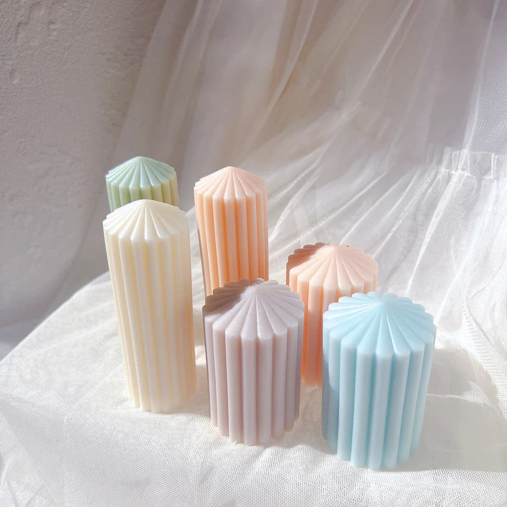 Unique Striped Column Pillar Candle Mold Silicone