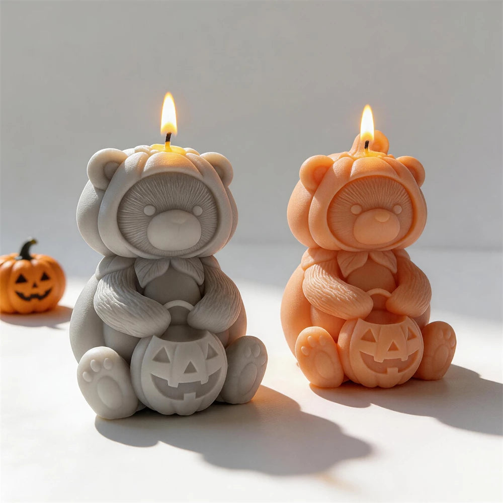 Trick or Treat Pumpkin Bear Silicone Candle Mold