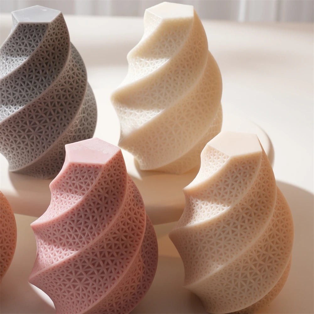 Gridding Pillar Swirl Candle Silicone Mold