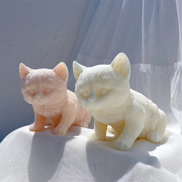 Kitten Sitting Statue Silicone Candle Mold