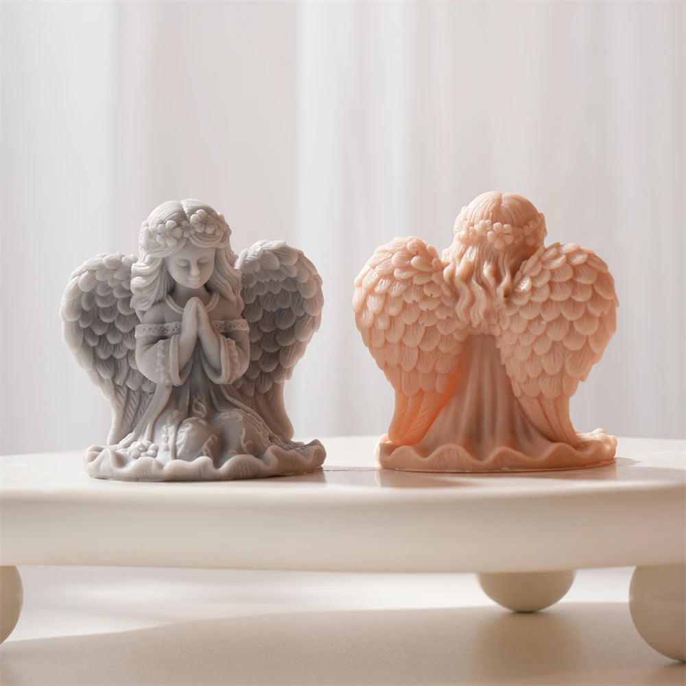 Cute Prayer Angel Candle Silicone Mold for DIY