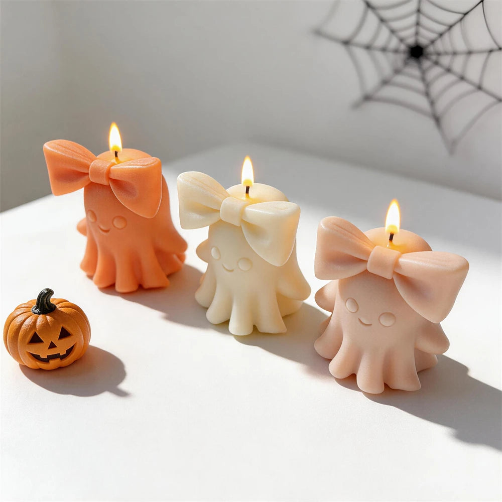 Bowknot Ghost Silicone Candle Mold for Halloween