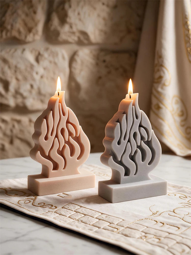 HaEsh Sheli flame candle with flowing openwork Judaica design