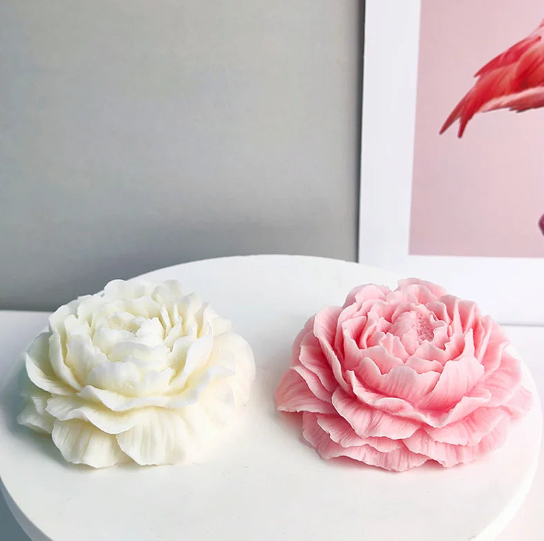 Big Peony Rose Flower Candle Silicone Mold