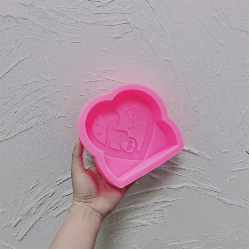 Heart Shaped Figurine Mother Candle Mold