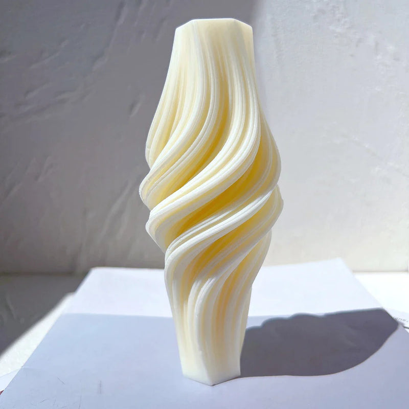 Wave Pillar Swirl Candle Silicone Mold