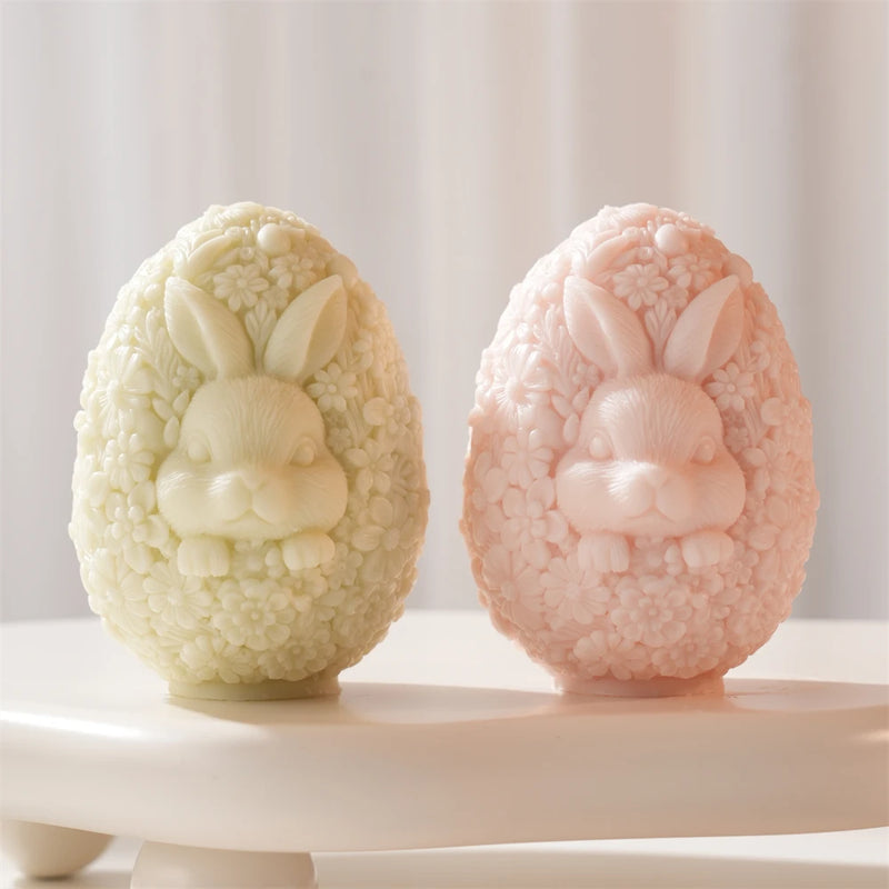 Flower Egg Rabbit Candle Silicone Mold for Easter