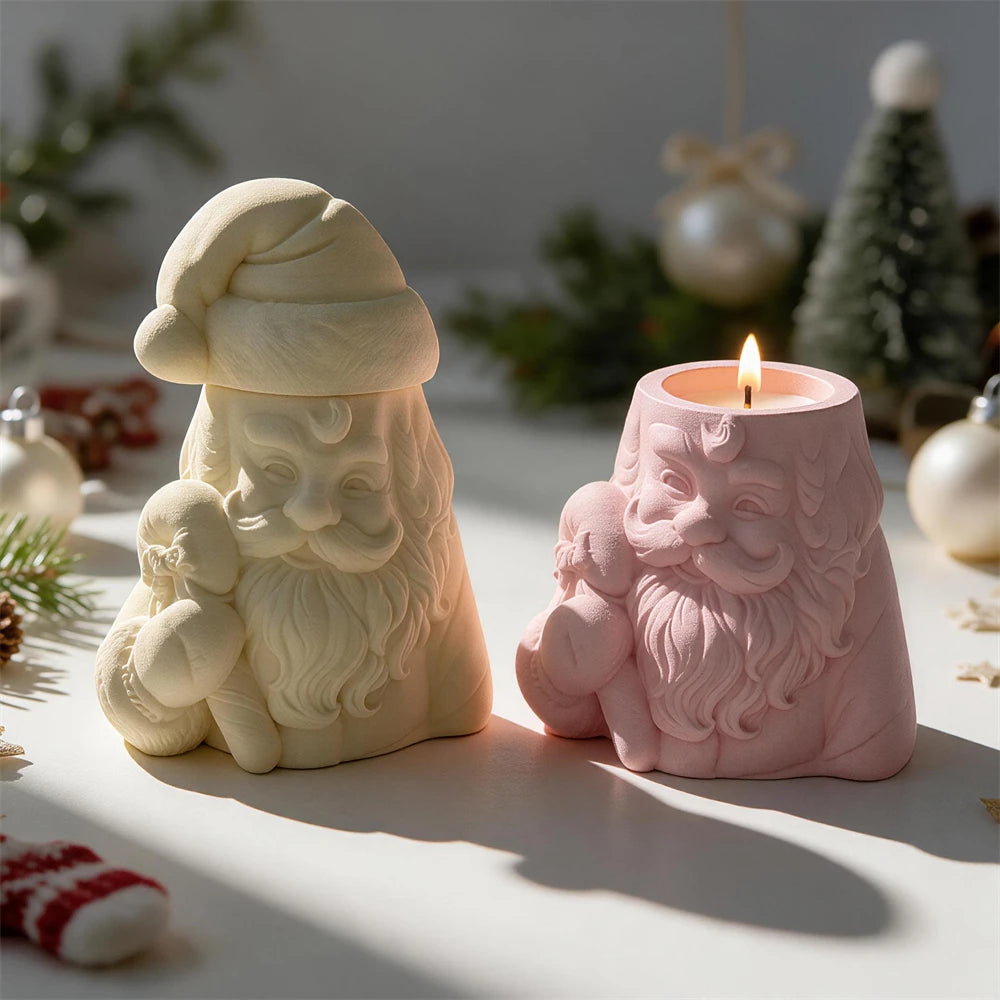Santa Claus silicone mold for lidded Christmas candle container