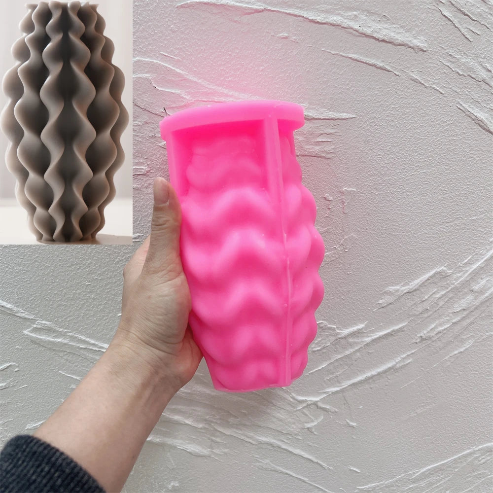 Geometric Wave Twirl Pillar Candle Silicone Mold
