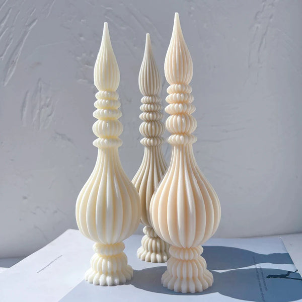 Tall Ribbed Pillar Candle Molds