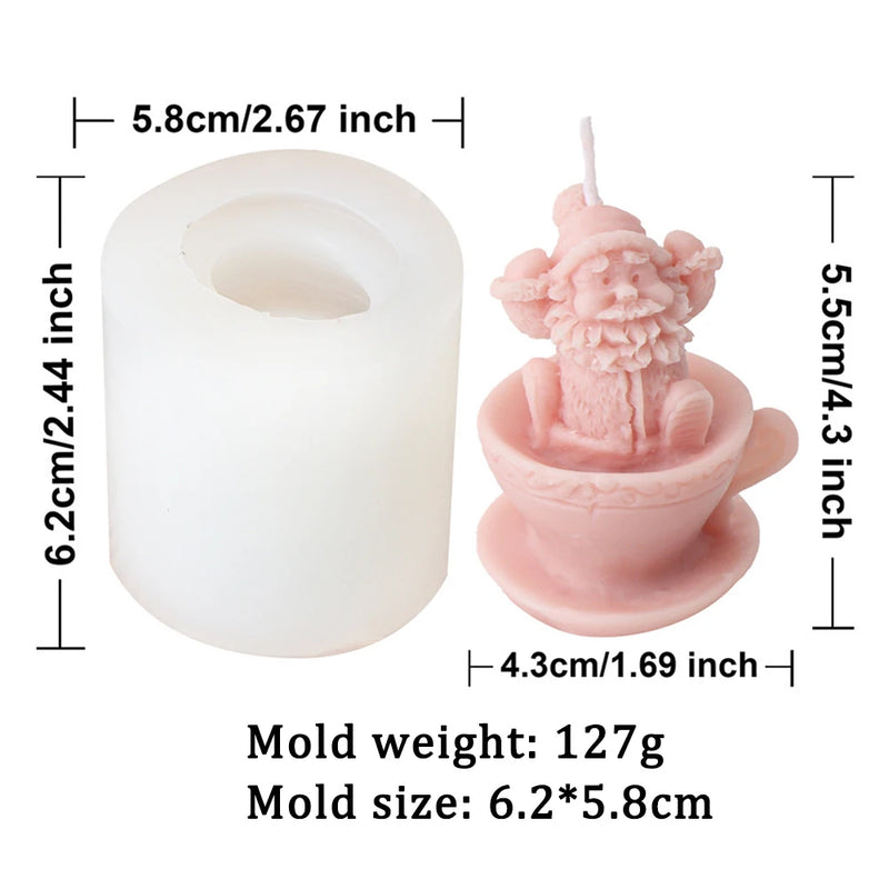 Christmas Mini Santa Cups Silicone Candle Mold - 8 Style