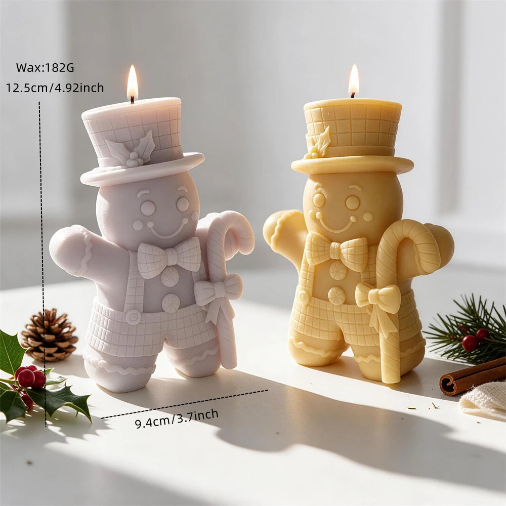 Gingerbread Man candy cane candle approximately 12.5 cm high