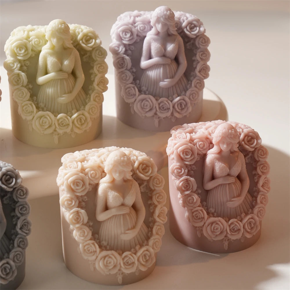 Floral Pregnant Mother Silicone Candle Mold