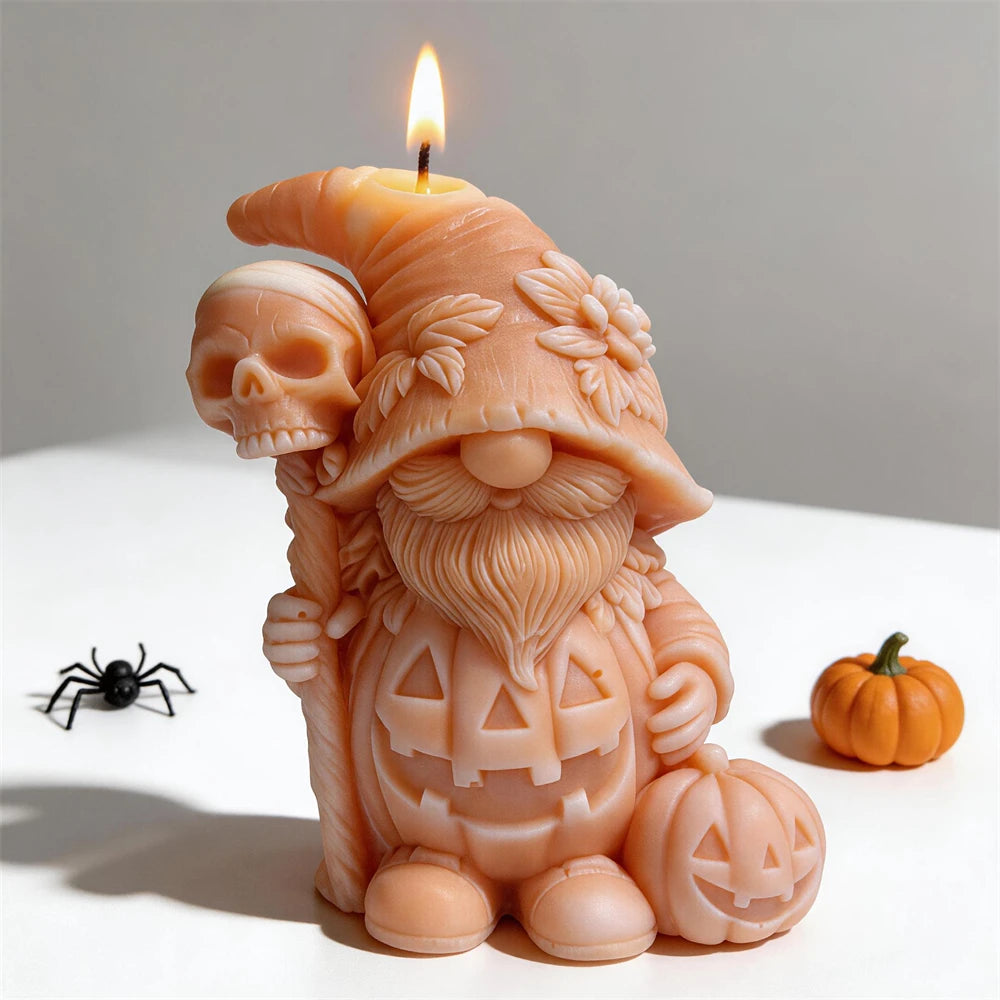 Halloween Pumpkin Gnome Silicone Candle Mold