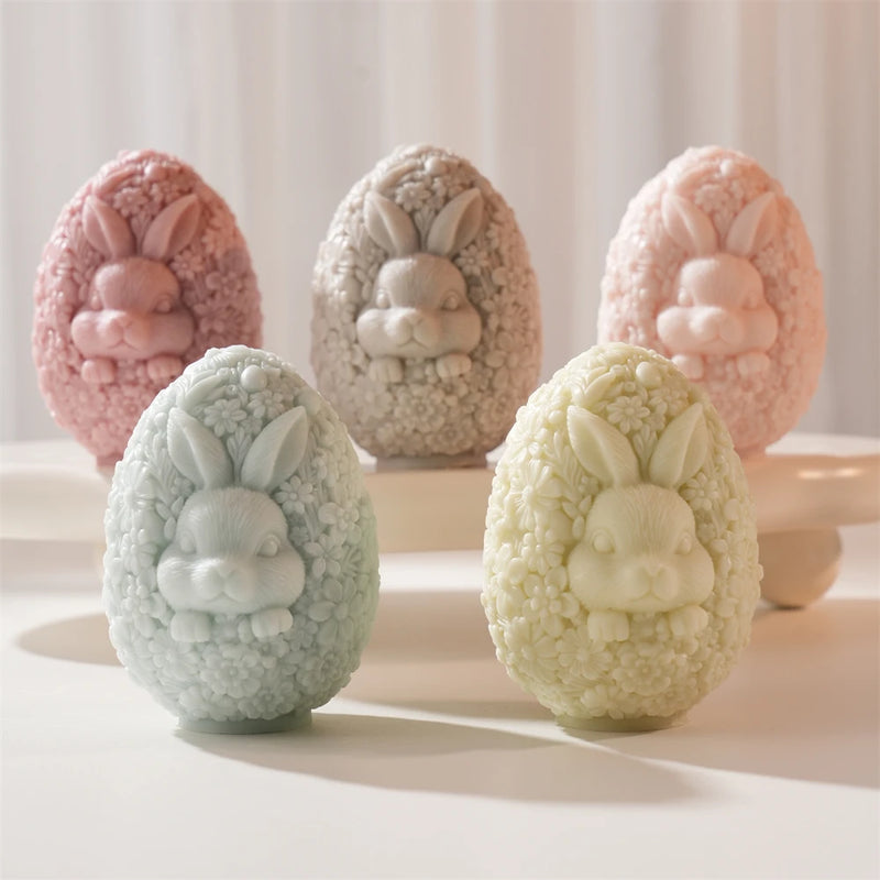 Flower Egg Rabbit Candle Silicone Mold for Easter