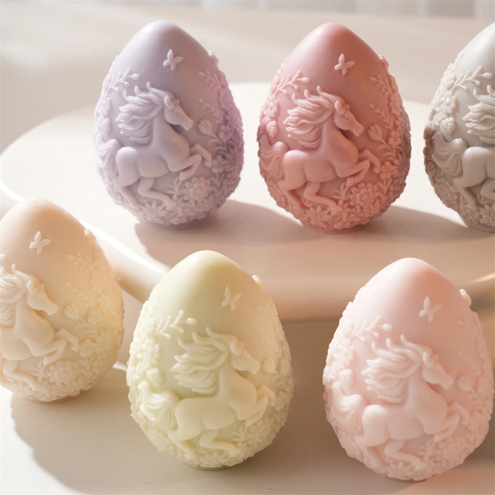 Horse Egg Candle Silicone Mold for Easter Decor