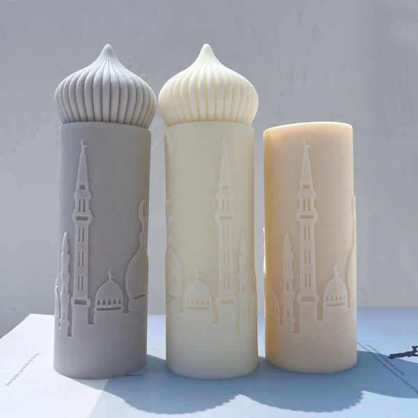 Islamic Mosque Silhouette Ramadan Pillar Candle Silicone Mold