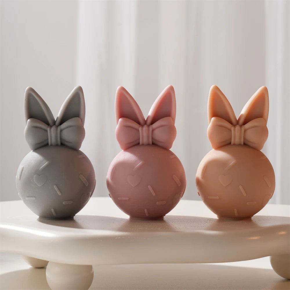 3D Bowknot Bunny Silicone Candle Mold
