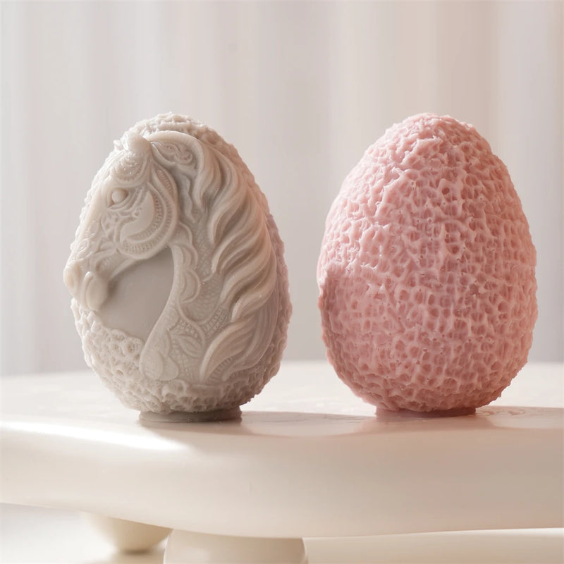 Lace Horse Egg Candle Silicone Mold for Easter Decor