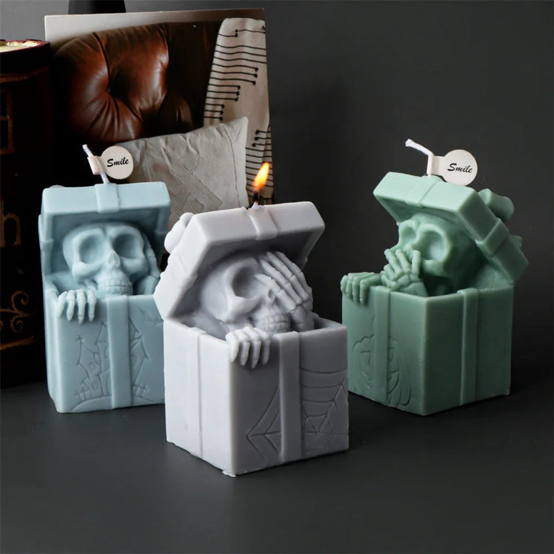 Skull Head Gift Box Candle Silicone Mold