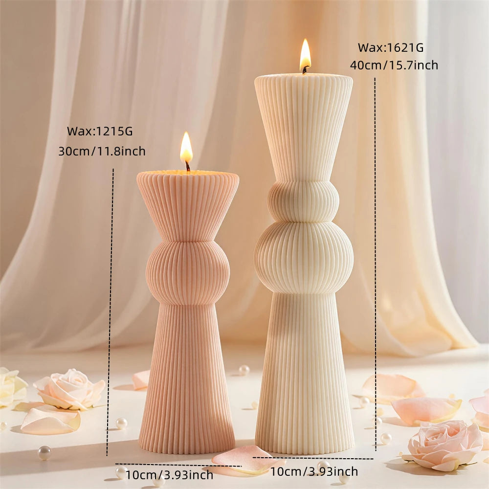 Fluted Hourglass Pillar Silicone Candle Mold